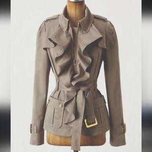 Anthropologie Elevenses Femme Trench Jacket Neutral Motif Size 0